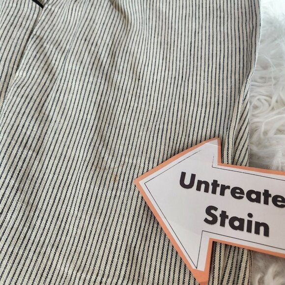 Larry Levine Womens Pants Size 10‎ Linen Ryon Wide Leg Crop Ivory Black Stripe - Picture 13 of 15